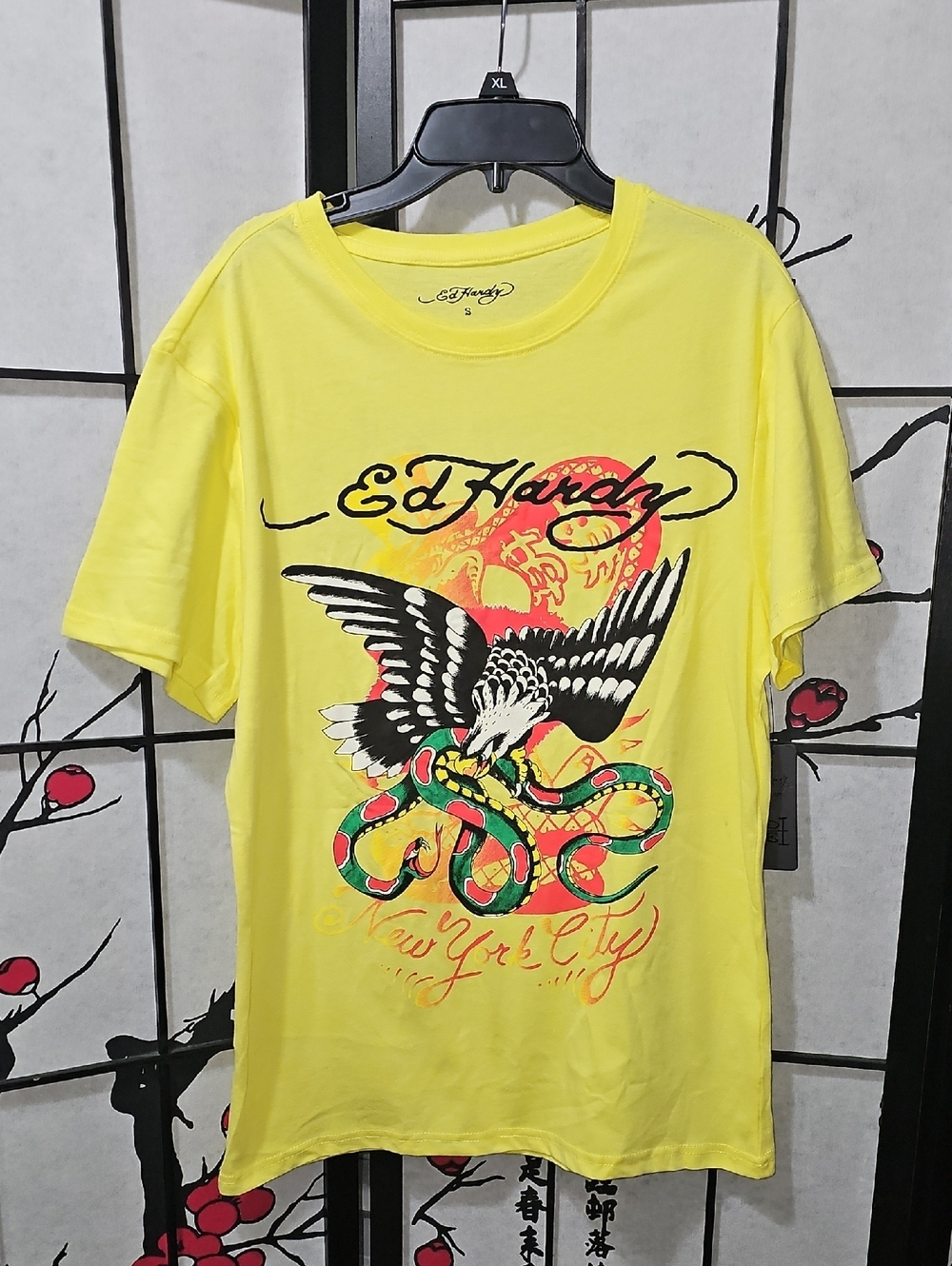 Ed Hardy Yellow Graphic T-Shirt Small New